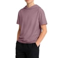 thumbnail image 2 of YunPes Boys Short Sleeve Hoodie,Youth Athletic Workout Pullover,Kids Sports Soccer Baseball Lightweight Hooded T-Shirt for Teen Girl, 2 of 9