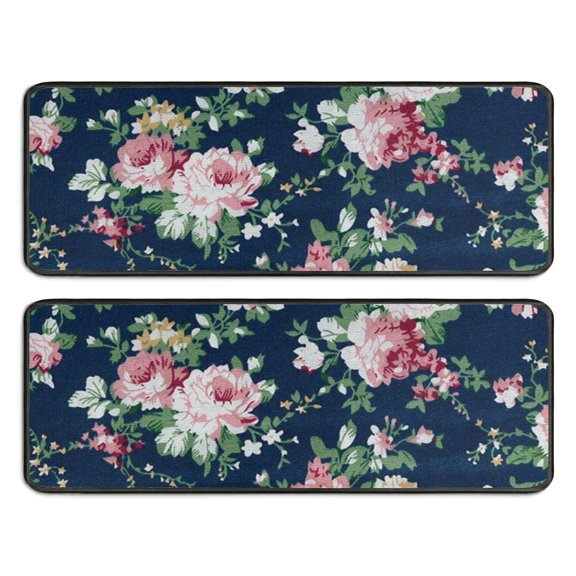 Kitchen Rugs Sets Of 2,Pioneer Flower Floral Print Pattern Anti Fatigue Kitchen Mat Rugs Non Slip Washable,Decorative Kitchen Floor Mats for Kitchen,Sink,Laundry,17"x47" 17"x47"
