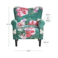 thumbnail image 5 of BELLEZE Modern Accent Chair for Living Room, High Back Linen Armchair with Wooden Legs, Upholstered Wingback Side Chair Padded Armrest Single Sofa for Living Room, Bedroom - Allston (Green & Flower), 5 of 7