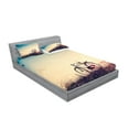 thumbnail image 2 of Ambesonne Vintage Fitted Sheet & Pillow Sham Set, Sunset Bicycle Pastel, Full, Pale Blue Black and Peach, 2 of 2
