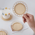 thumbnail image 4 of Posavasos de ratán hechos a mano para decoración de habitación, posavasos bohemios para decoración de sala de estar, posavasos de bambú para decoración de ratán, 4 of 5