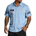 thumbnail image 2 of Men's US 250th Anniversary Polo Shirt with Mesh Fabric and Button Front Featuring Vintage USA Graphic for Independence Day Celebration Patriotic Events or Summer Parties Light Blue XXXL, 2 of 4