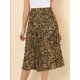 thumbnail image 2 of Allegra K Disfraz De Navidad Para Mujer, Estampado De Leopardo, Elástico, Wasit, Columpio, Fruncido, Plisado, Falda Midi Marrón claro XS, 2 of 6