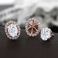 thumbnail image 3 of Gem Stone King 18K Rose Gold Plated Silver Stud Earrings Set with Oval 3.52cttw Moissanite, 3 of 3