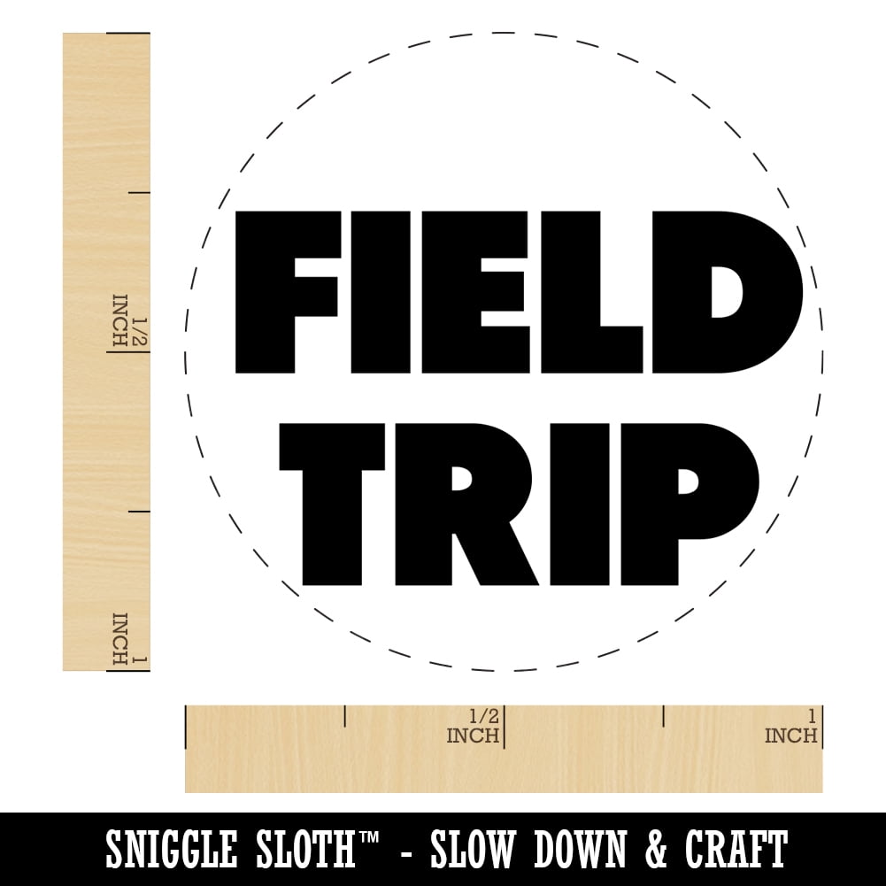 Field Trip Bold Text Teacher School Self-Inking Rubber Stamp Ink Stamper - Pink Ink - Medium 1 Inch
