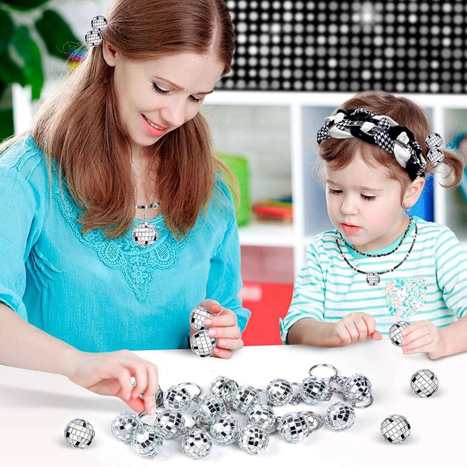 150Pcs Mini Disco Ball Keychain, Mirror Disco Ball Bulk Keyring Party Favors for 70s 80s Disco Party Supplies