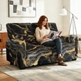 thumbnail image 2 of TSOVTHRID Black Golden Marble Texture Print Loveseat Sofa Cover for 2 Seat Sofa Recliner Loveseat Cover 6-Piece Stretch Couch Cover Washable Furniture Protector for Dog Pet, 2 of 7