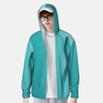 thumbnail image 2 of Balery a Teal Ribbonin Sudadera ligera de manga larga con capucha y protección solar UPF 50+ para hombre y mujer, ideal para pesca y running-3X-Large, 2 of 7