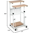 thumbnail image 2 of CZMJY Adjustable Standing Desk, Mobile Rolling Computer Desk with Storage Shelf, Portable Laptop Table with Footrest, Mesh Panel, Lockable Wheels, Sit Stand Workstation for Home Office Oak, 2 of 10
