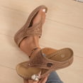 thumbnail image 4 of Fankiway Women's Wedge Flip Flops Thong Sandals Rhinestone Decor Non-Slip Comfortable Plus Size Summer Beach Slippers Brown 9, 4 of 9