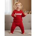 thumbnail image 4 of BemeyourBBs Toddler Baby Boy Girl Valentines Day Outfits Loved Letters Embroidery Sweatshirt and Pants Set Spring Fall Winter Clothes, 4 of 9