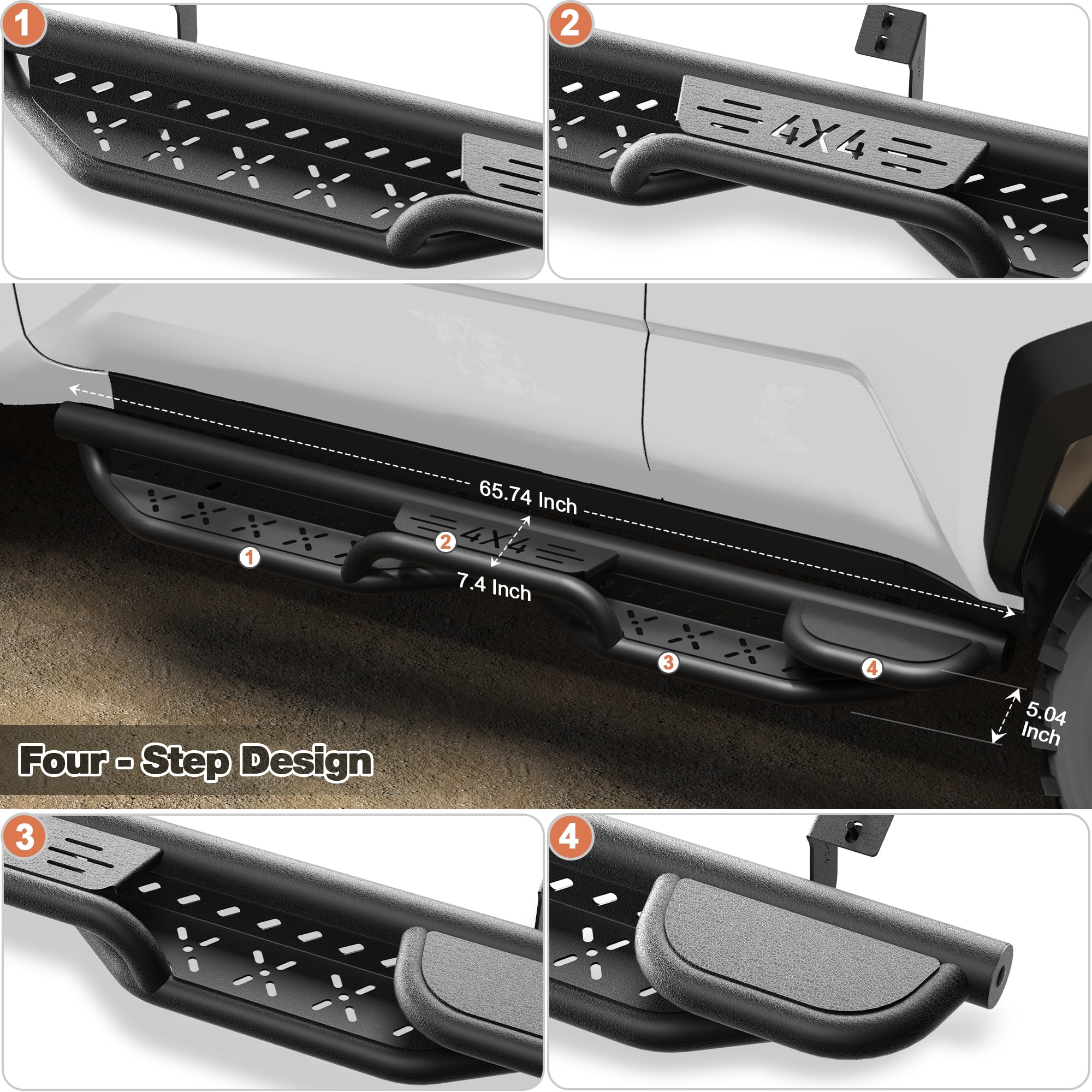 POFENZE Running Boards for Toyota 4Runner Crew Cab 2010-2024 Side Steps for Truck Black Nerf Bar