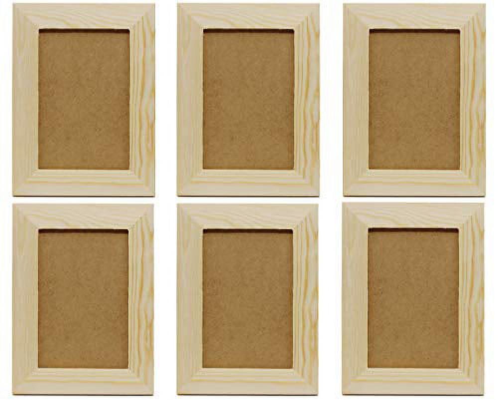 6-Pack Unfinished Wood Picture Frames, Holds 4x6 Photos, 7.5x9x6.4 In