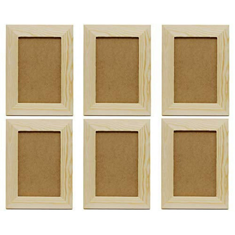 Pack of 6 - DIY Unfinished Wooden Picture Photo Frames - Stand or