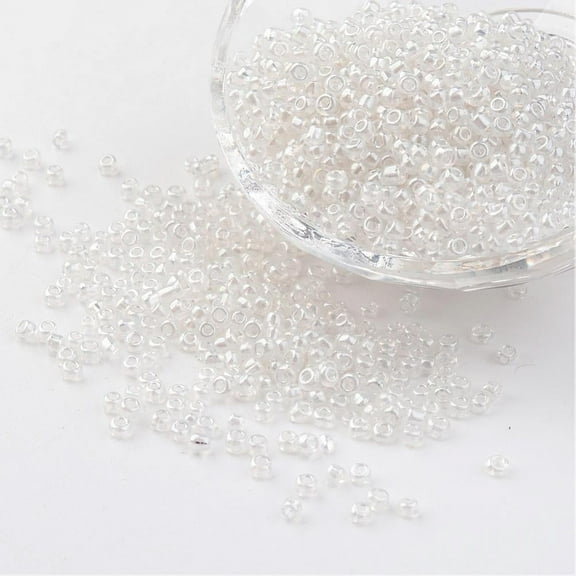 50g Round Glass Seed Beads Trans. Colours Lustered Clear Size: about 3mm in diameter hole: 1mm about 1097pcs/50g