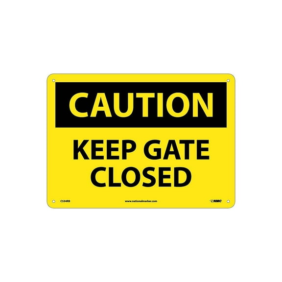 National Marker Caution Signs; Keep Gate Closed 10X14 Rigid Plastic C534RB
