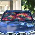 thumbnail image 4 of Foldable Car Windshield Sunshade UV Sun Visor Protector Blocks UV Rays Keeps Vehicle Cool 55x27.6 Inch Burning Skulls, 4 of 7