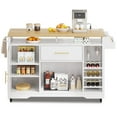 thumbnail image 6 of Dextrus 47" Kitchen Storage Cart with Wine Rack, Rolling Kitchen Island with Power Outlets, White, 6 of 8
