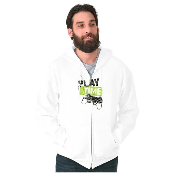Play Time Video Game Gaming Nerd Men's Big & Tall Graphic Zip Up Hoodie Brisco Brands 2X