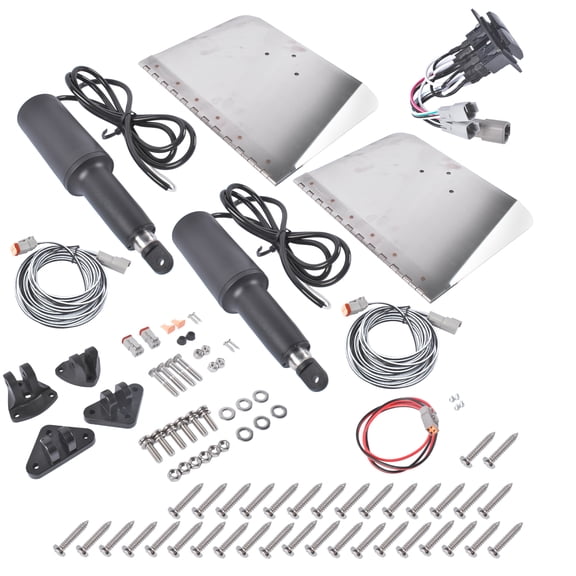 GELUOXI 9"x12" Standard Trim Tab Kit 12V with Double Rocker Switch For Boat 16-25ft 15101-104