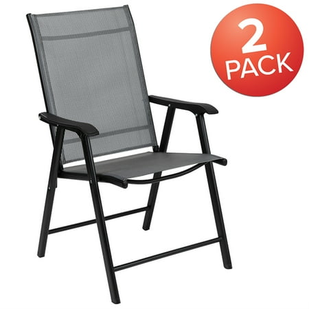 Flash Furniture Black Outdoor Folding Patio Sling Chair (2 Pack)