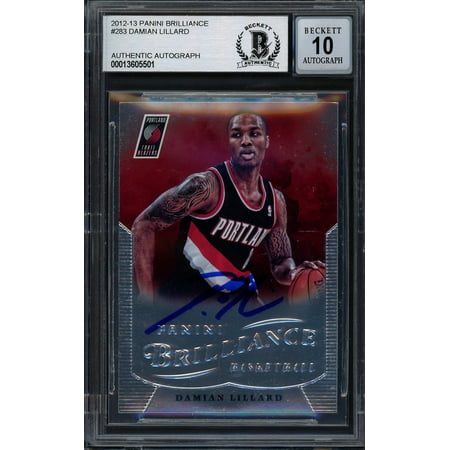 Damian Lillard Autographed 2012-13 Panini Brilliance Rookie Card #283 Portland Trail Blazers Auto Grade Gem Mint 10 Beckett BAS 199593