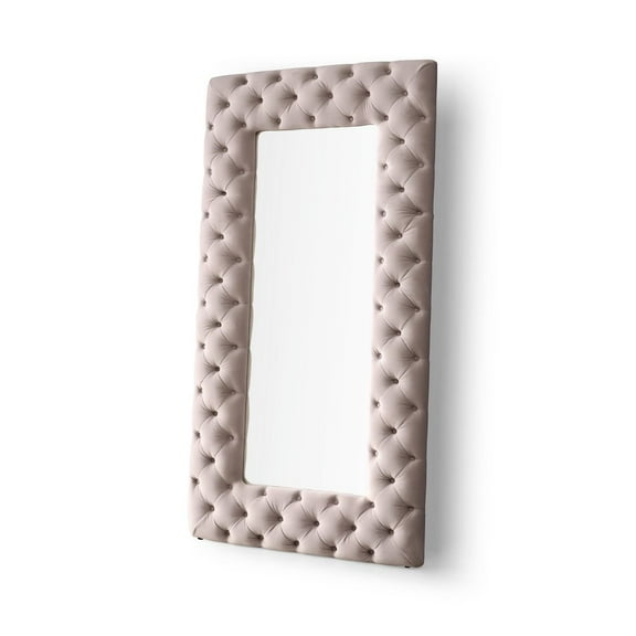 Modrest Legend - Transitional Grey Velvet Floor Mirror
