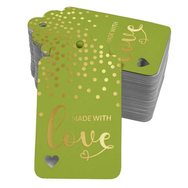 Inkdotpot Real Gold Foil Made With Love Text Tags Favor Hang Paper Tags 100 Pack