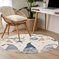 thumbnail image 3 of Area Rug 48in, Blue Gnome on Vintage Linen Floor Carpet Living Room Rug, Summer Ocean Shell Starfish Non-Slip Welcome Mat Indoor Rugs for Bedroom Dining Room, 3 of 9