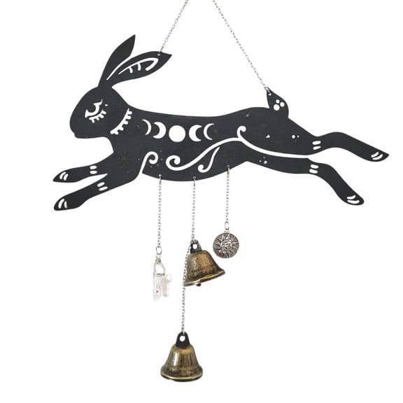 Witch Bells Wall Hanging Witchy Moon Phase Decor Celestial Gothic Pagan Christmas Halloween Spiritual Protection Decor for Home Altar House Warming Gift Boho Wind Chimes 9.8x16.5Inch