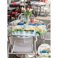 thumbnail image 6 of Outdoor Tablecloth with Umbrella Hole Zipper Blue Plaid Easter Round Tablecloth 60" Waterproof Outside Table Cloth Blue Truck Spring Floral Bunny Rustic Patio Table Cover Tablecloths for Picnic Party, 6 of 8