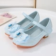 thumbnail image 2 of Quealent Girls Mary Jane Dress Shoes Rhinestones Bows Flower Girl Wedding Princess Low Heels Toddler Little Kids Pump Shoes Blue for Size 13.5, 2 of 7