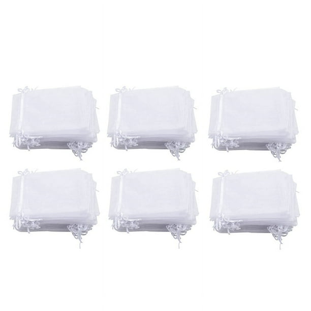 300 Piezas de 4 Por 6 Pulgadas Bolsas de Regalo de Organza Bolsas de Joyería Con Cordón Bolsas de Regalo de Boda (Blanco)