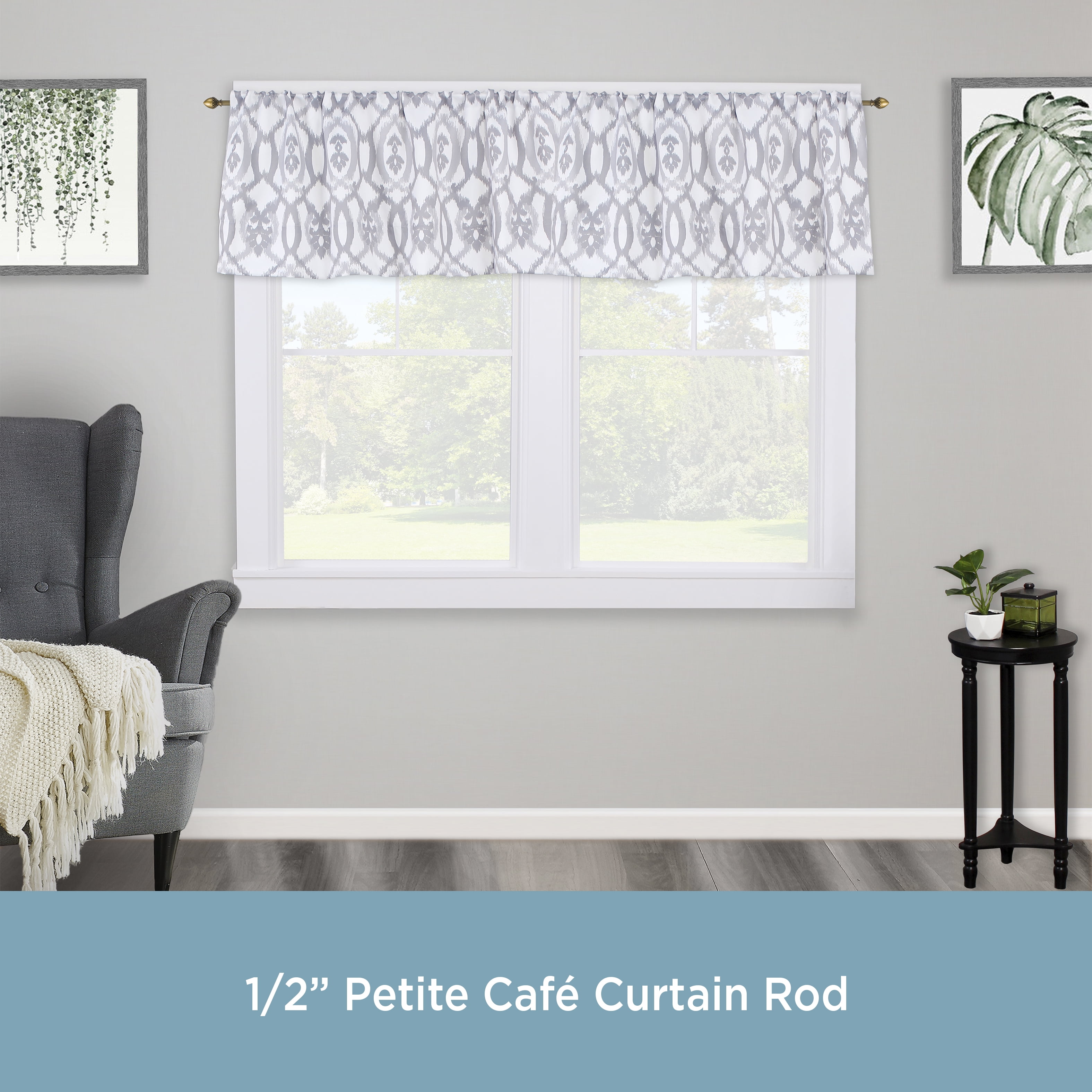 Acorn Antique Brass Petite Café Adjustable Curtain Rod 48-86 Inch by Kenney
