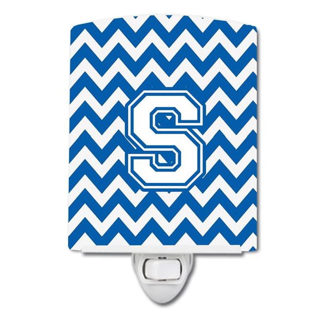 Carolines Treasures CJ1045-SCNL Letter S Chevron Blue & White Ceramic Night Light