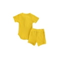 thumbnail image 7 of Qiylii Baby Ribbed Outfit Short Sleeve O Neck Romper+Drawstring Shorts,0-24M, 7 of 7