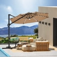 thumbnail image 3 of 10FT Offset Cantilever Patio Umbrella with Solar-Powered LED Lights - 360° Rotation & Easy Tilt - Waterproof Polyester Shade - Cross Base Included - Outdoor Sun Shade, 3 of 9