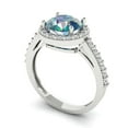 thumbnail image 2 of 1.86 ct Round Cut Blue Moissanite with Simulated Diamond Halo Accents 18K White Gold Womens Engagement Ring, 2 of 6