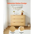 thumbnail image 4 of KFFKFF 3-Drawer Rattan Dresser, Stylish Storage Cabinet with Metal Handles & Wooden Legs, Modern Organizer for Bedroom, Living Room, or Hallway, 4 of 9