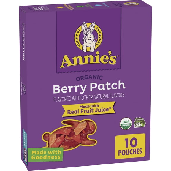 Annie's Organic Berry Patch Bunny Fruit Flavored Snacks, Gluten Free, 10 Pouches, 7 oz