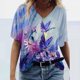 thumbnail image 1 of Pntutb Moda Mujer Verano Impreso Manga Corta Cuello V Camiseta Casual Tee tops Pntutb Pntutb-2099, 1 of 3