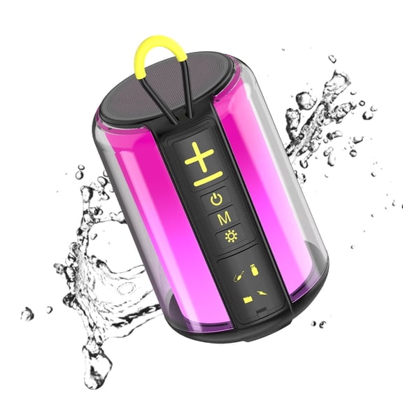 Jierben Bluetooth Speaker Waterproof, Bluetooth 5.3 Shower Speaker, 16W 5H Playtime, AUX-in/TF Card, Colorful RGB Lighting, Waterproof Speaker