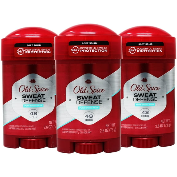 3 Pack - Old Spice Sweat Defense Antiperspirant and Deodorant Soft Solid for Men, Pure Sport Plus, 2.6 oz