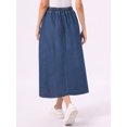 thumbnail image 3 of DARING DIVA Women's Comfortable Elastic Waist A Line Long Length Jean Skirts S Dark Blue, 3 of 6