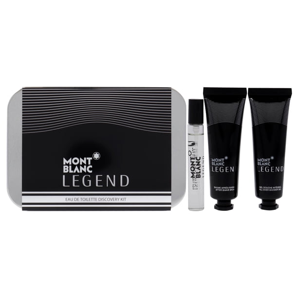 Mont Blanc EDT en spray de 0.25 oz, bálsamo para después del afeitado de 1 oz, gel de ducha de 1 oz Mont Blanc Legend 3 Pc Gift set Mont Blanc EDT en spray, bálsamo para después del afeitado, gel de ducha 3 Pc Gift set