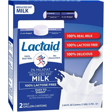 LACTAID® 100% Lactose Free Reduced Fat Milk, .5 gal l Carton