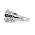 thumbnail image 3 of 14K White Gold Ring Band Gemstone Sapphire Round Blue Diamond, Size 5, 3 of 5