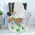 thumbnail image 4 of Floral Soft Flannel Fleece Throw Blanket, Colorful Flowers Daisies with Green Leaves Nature Garden Botanical Artwork Image, Cozy Plush for Indoor and Outdoor Use, 50" x 70", Multicolor, by Ambesonne, 4 of 5