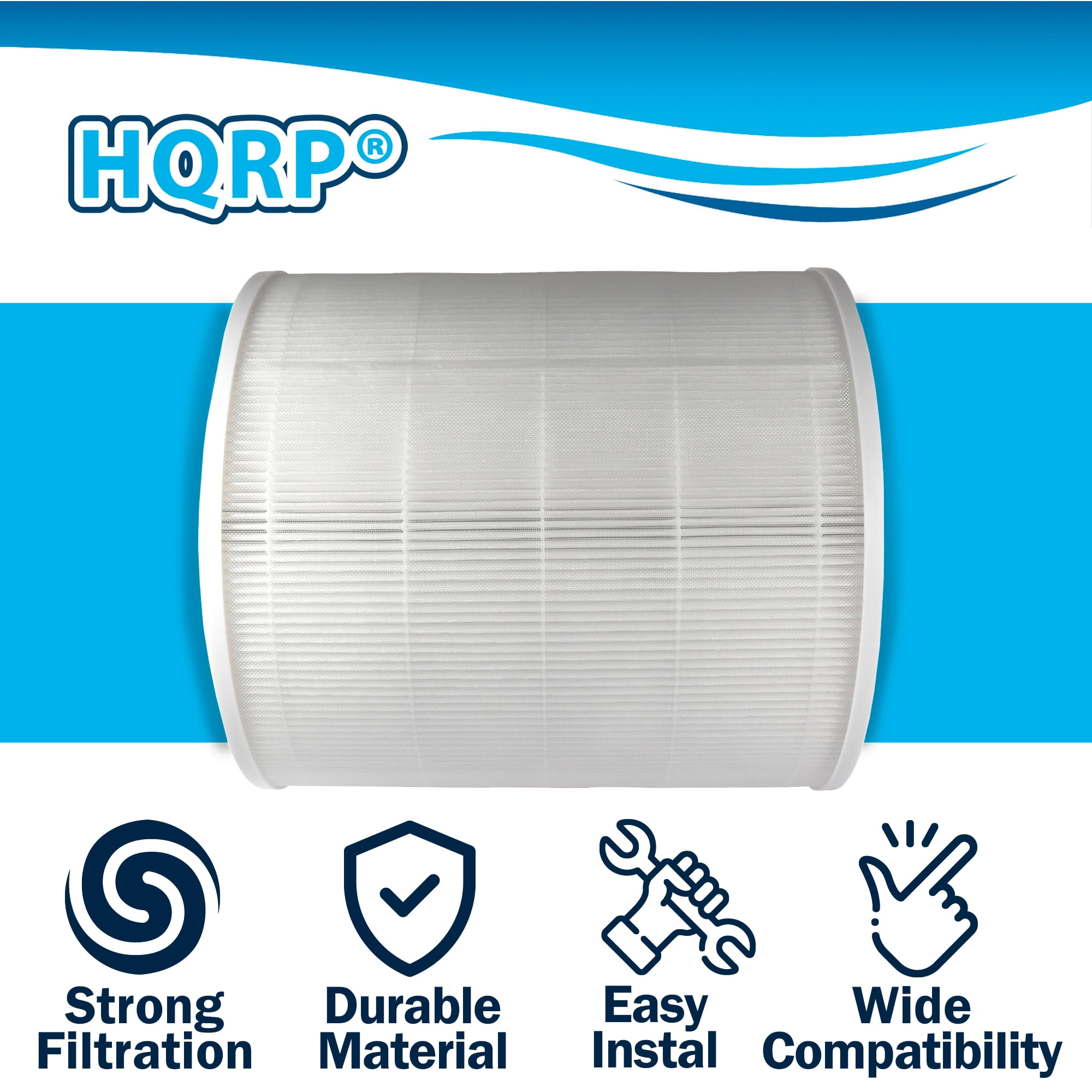 HQRP 600S Replacement HEPA Filter compatible with LEVOIT Core 600S 600S-P Smart Air Purifier, part 600S-RF 3-in-1 True HEPA Activated Carbon Pre-Filter Replacement, White