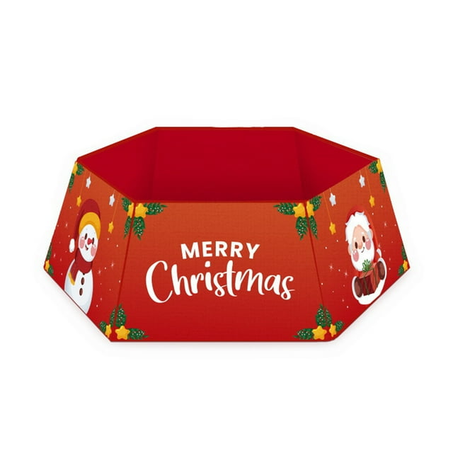 Cardboard Christmas Tree Ring, Christmas Tree Collar with Printed Snowflake, Willow Tree Skirt Base Stand for Christmas Tree Decorations